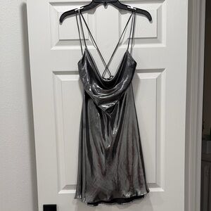 Zara Silver Metallic Strappy Dress